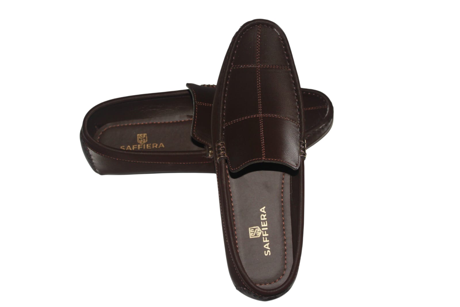 Saffiera Executive Brown Leather Loafer – Men's Chain Detail Slip-On