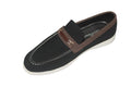 Saffiera Premium Black Suede Loafer – Men's Brown Trim Slip-On Shoes