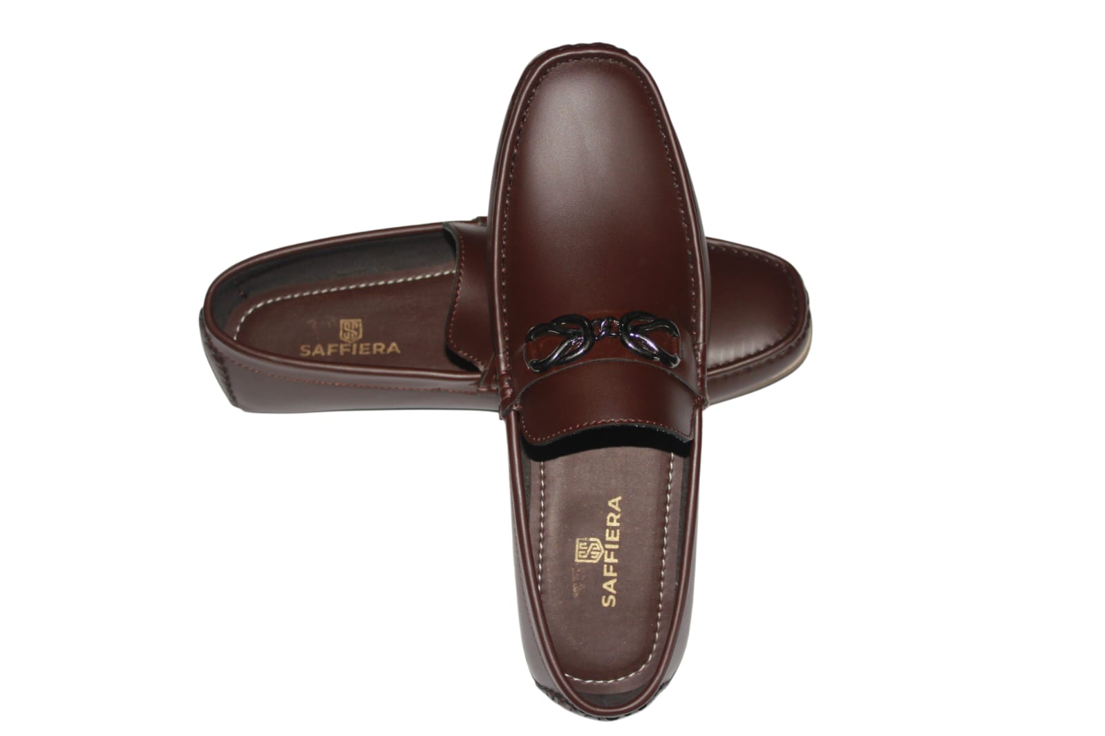 Saffiera Classic Burgundy Chain Loafer – Men's Brown Leather Slip-On