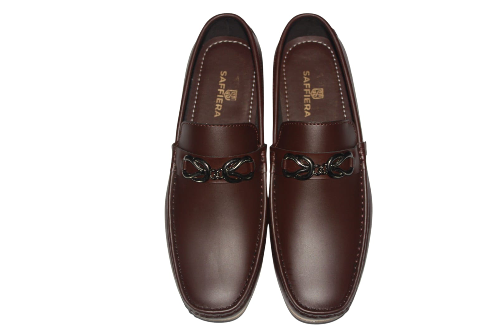 Saffiera Classic Burgundy Chain Loafer – Men's Brown Leather Slip-On