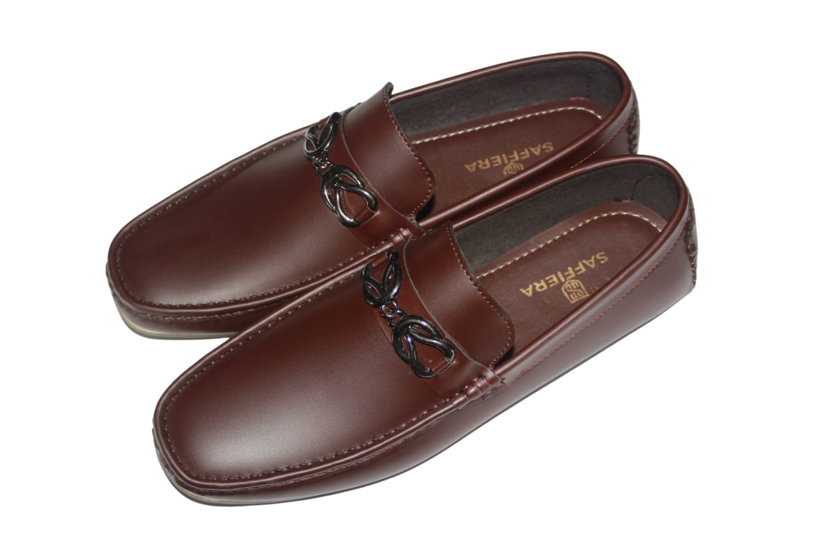 Saffiera Classic Burgundy Chain Loafer – Men's Brown Leather Slip-On