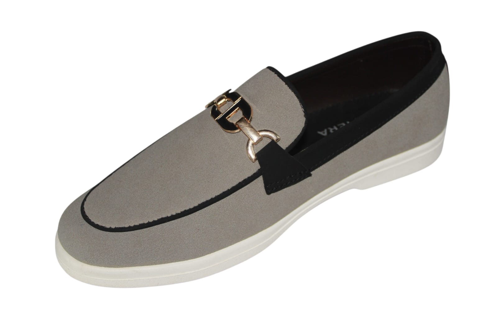 Saffiera Luxe Chain Loafer – Beige & Black Men's Slip-On Shoes